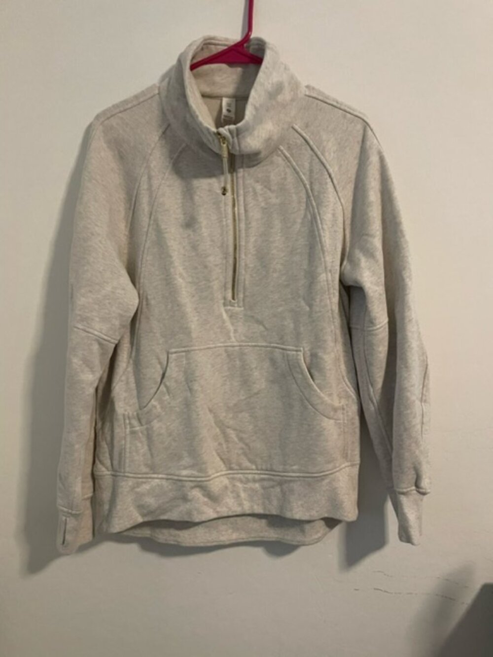 lululemon Scuba Oversized Half-Zip sweatshirt long light grey/gold accents XS/S